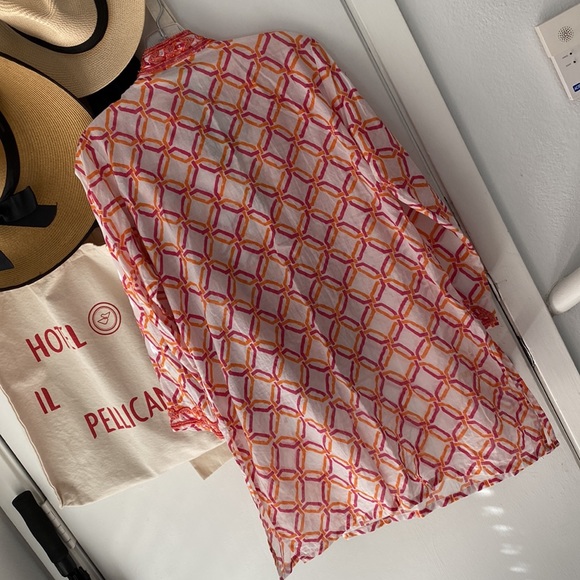 Barbara Gerwit Beaded Orange/Hot Pink Swim Coverup Size M - Picture 10 of 10